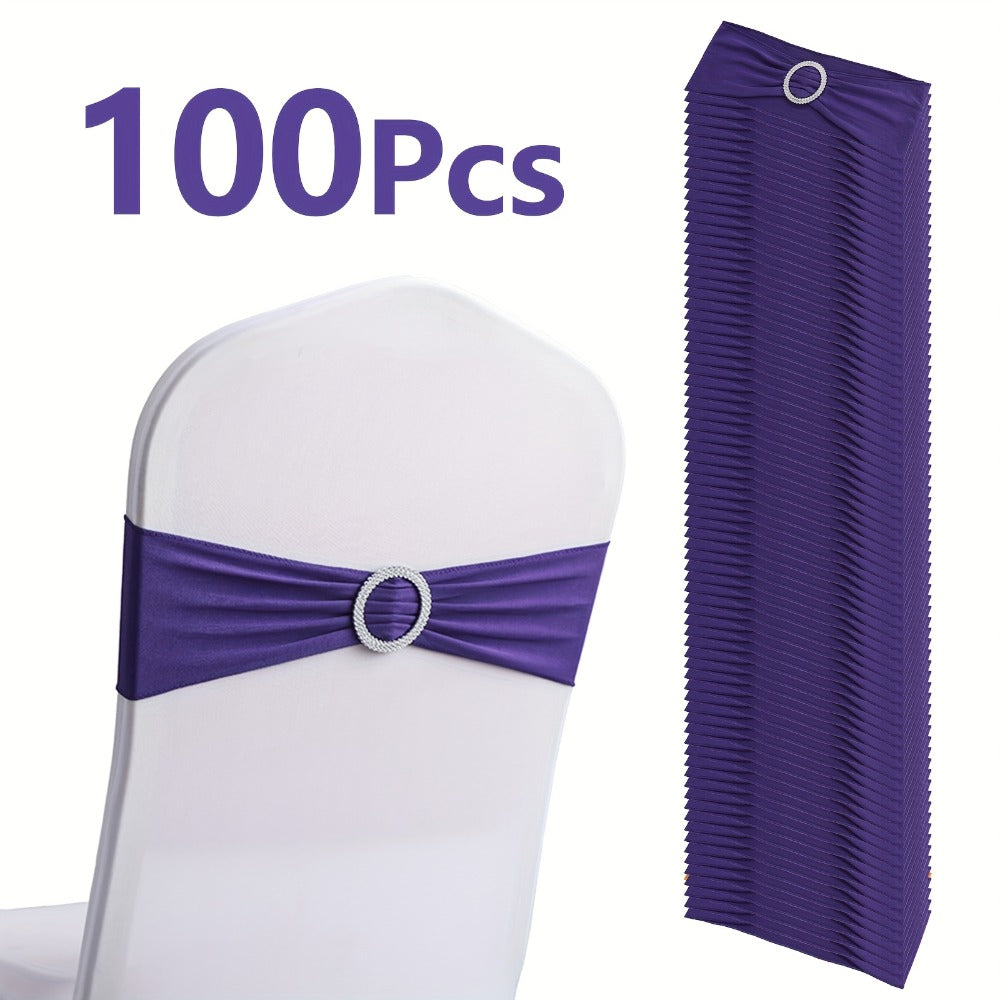 Chair Sashes for Wedding 100pcs Stretch Spandex Elastic Chair Sash Bands with Buckle for Dining Chairs Banquet Party Event Decor - Bulk Set Multiple Colors - product image 11