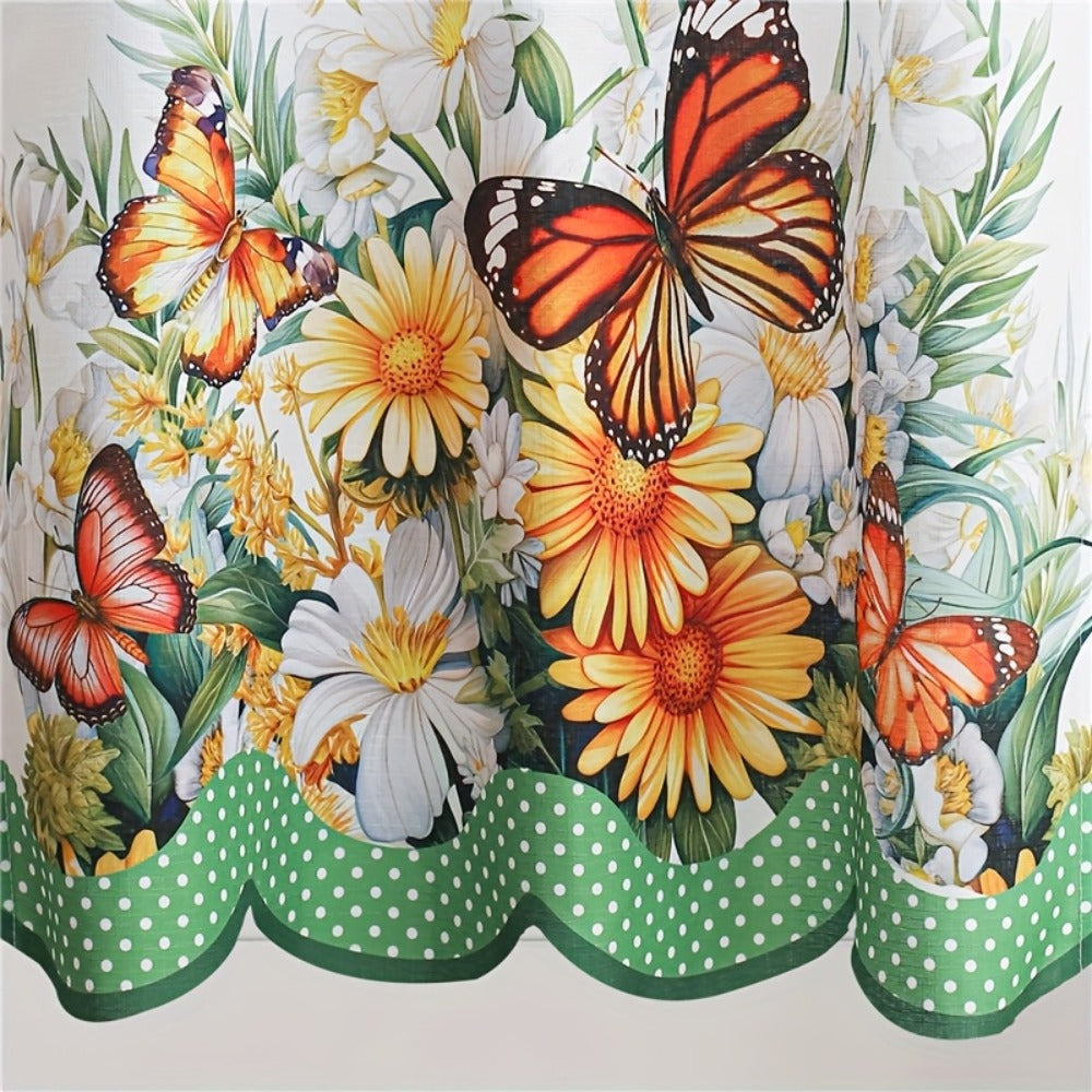 Blackout Kitchen Curtains 3-Piece Set with Butterfly Floral Print - Rod Pocket Window Curtains for Kitchen, Living Room, Bedroom, Bathroom & Restaurant, Polyester Fabric, Machine W - product image 9