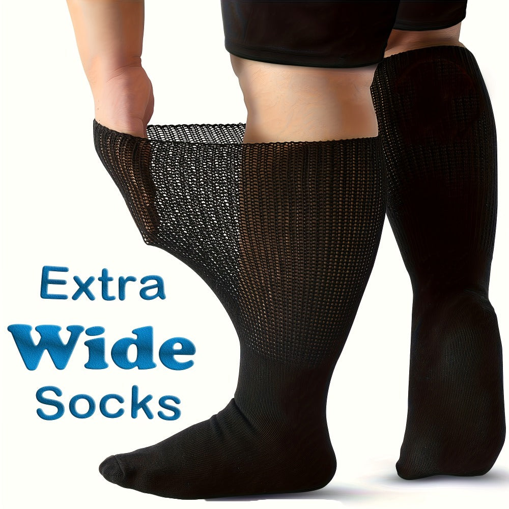Extra Wide Socks for Swollen Feet 6 Pairs Stretch to 30 Inch Non-Binding Seamless Loose Fit Neuropathy Bariatric Edema Socks for Men Women Plus Size Seniors Multi Color - product image 13
