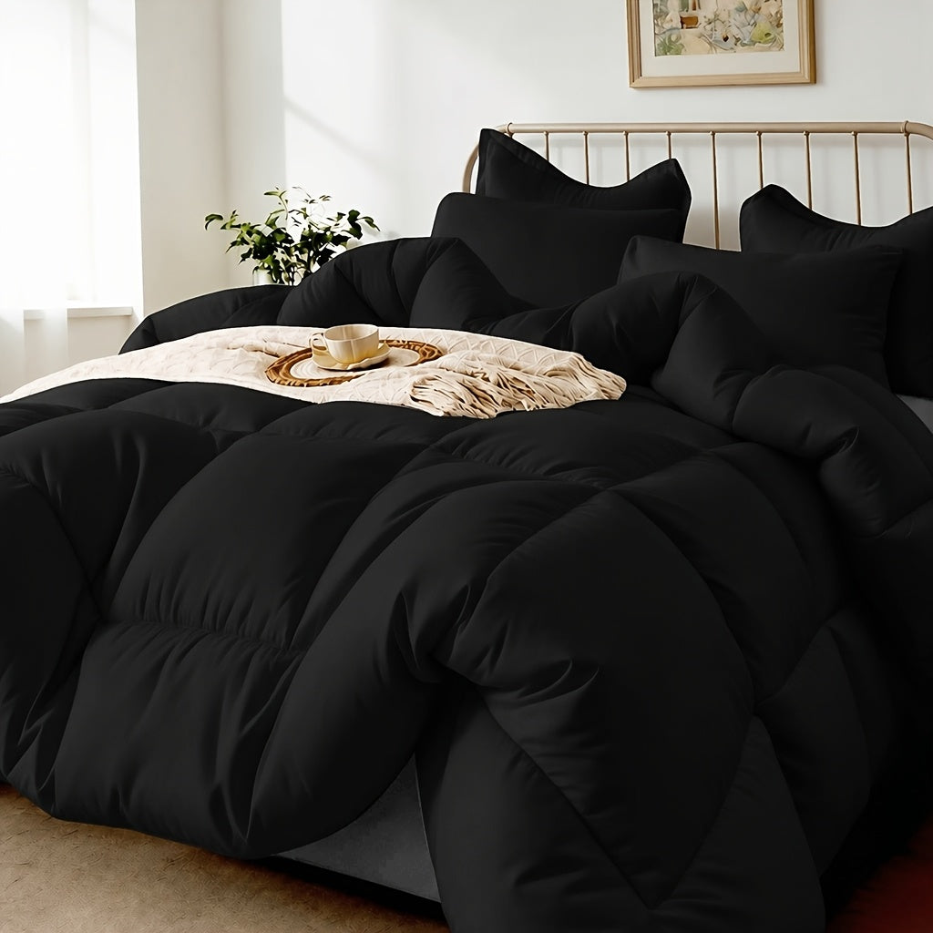 3 pcs Solid-color Diamond-quilted Comforter Set, Easy Clean, Fabric Soft Breathable, Includes 1 Comforter, 1/2 Pillow Shams, Fits All Bed Sizes Matches Various - product image 3