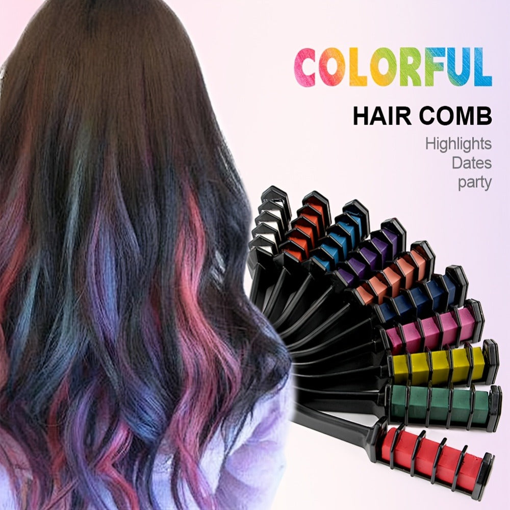 Temporary Hair Chalk Comb Set 14 Colors — Washable Hair Color Sticks with Plant-Based Squalane & Glycerin, Vibrant Streaks for Parties, Halloween, Festivals & Cosplay, Safe for All - product image 6
