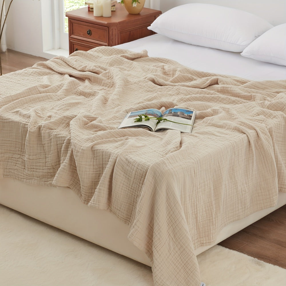 6-Layer Gauze Blanket 100% Muslin – Lightweight Breathable Cotton Throw for Couch & Bed, All Season Adult Blanket, 4 Colors - product image