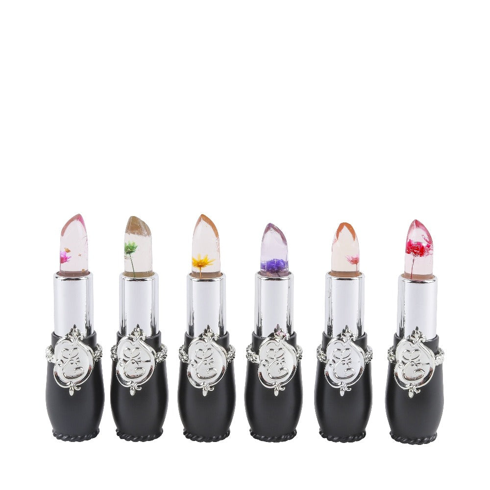 Color Changing Lip Balm Set 6PCS Flower Jelly Lipstick Thermostat Tinted Moisturizing Peach Flavor - Glossy Natural Look Lip Care Gift for Women Girls Pink Black - product image 5