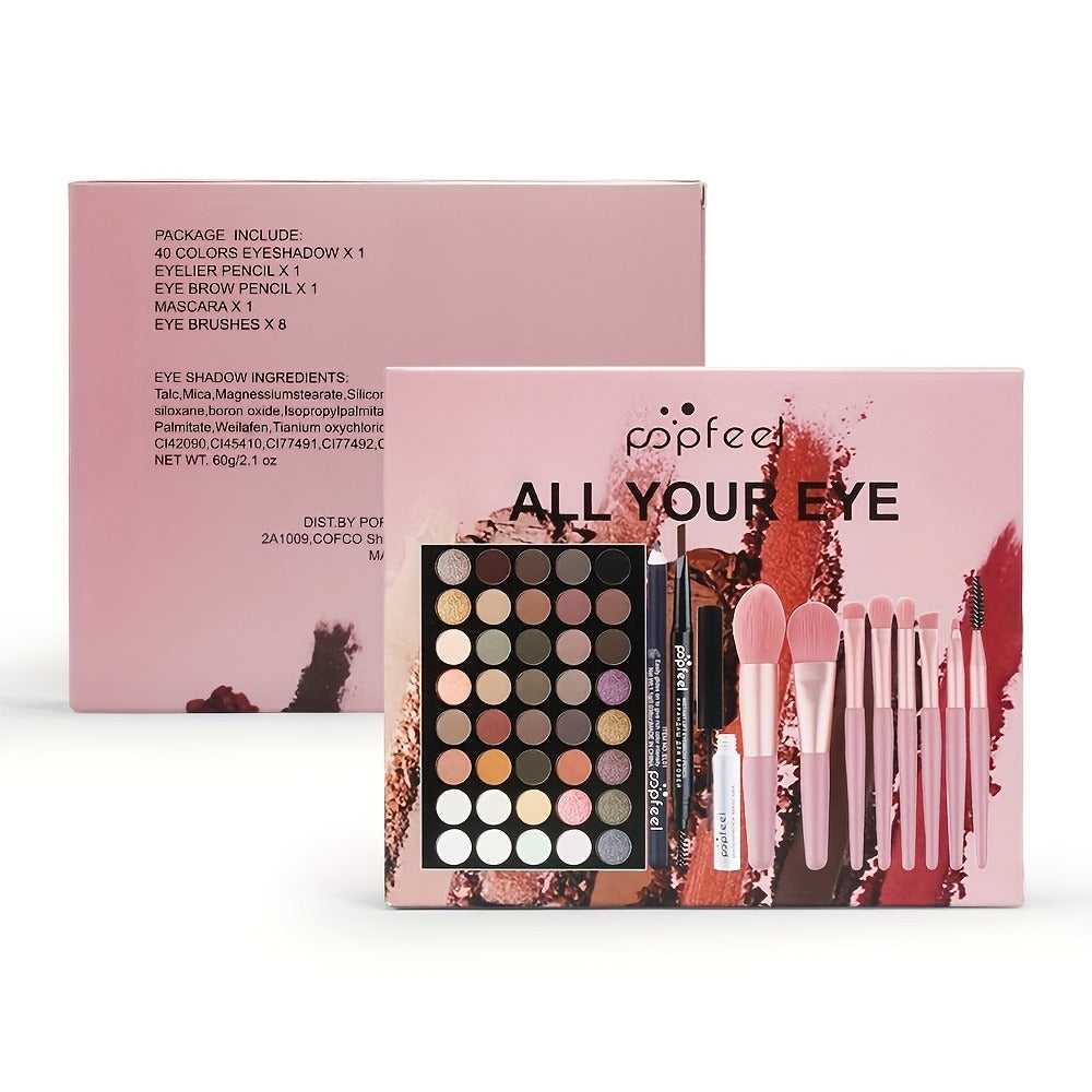 Squalane Eye Makeup Kit 40 Shades – Berry Pink Purple Shimmer Eyeshadow Palette with Mascara, Eyeliner, Brow Pen & Brush, Complete Beginner Eye Makeup Set, Gift for Women & Teens - product image 8
