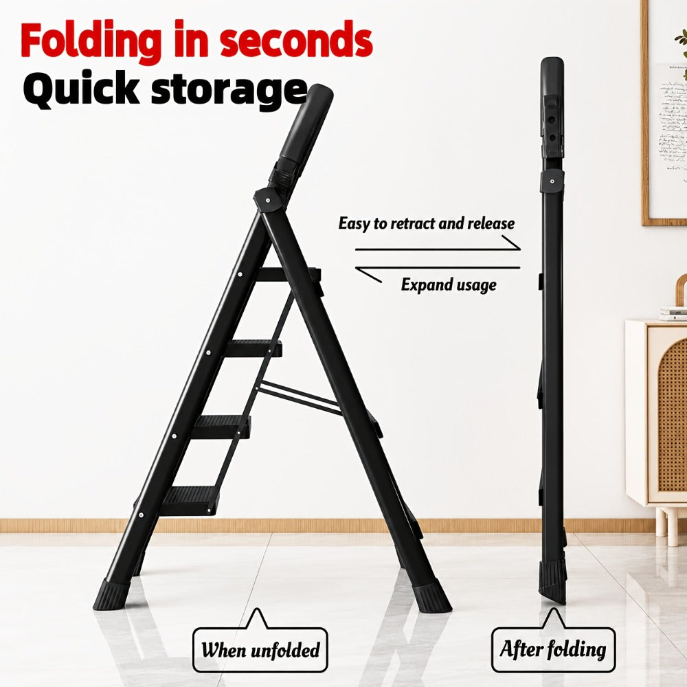 Folding Step Ladder with Anti-Slip Pedals & Handrail – 2/3/4/5 Step Stool for Adults, Sturdy Steel, Lightweight Portable, Non-Slip Feet, Rust-Resistant, Foldable for Home Kitchen O - product image 12