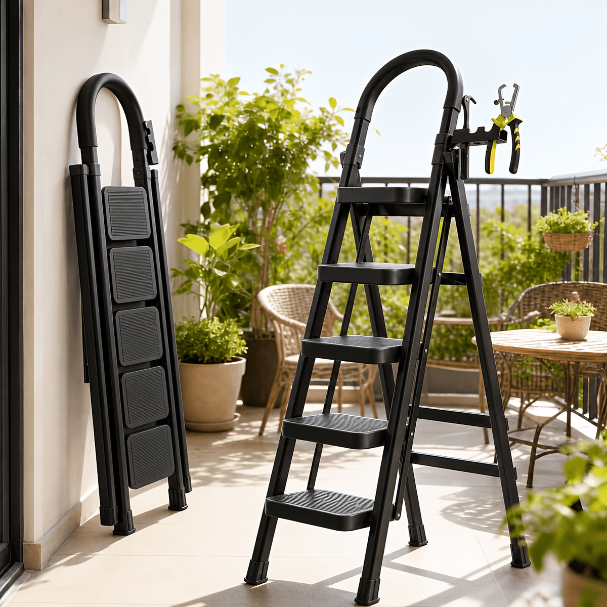 Folding Ladder, 2/3/4/5-Step Ladder, With A Weight Capacity Of 500 Lbs, Anti-Slip Wide Pedals With Safety Locks, Rust-Resistant Material, Suitable For Home - product image 15