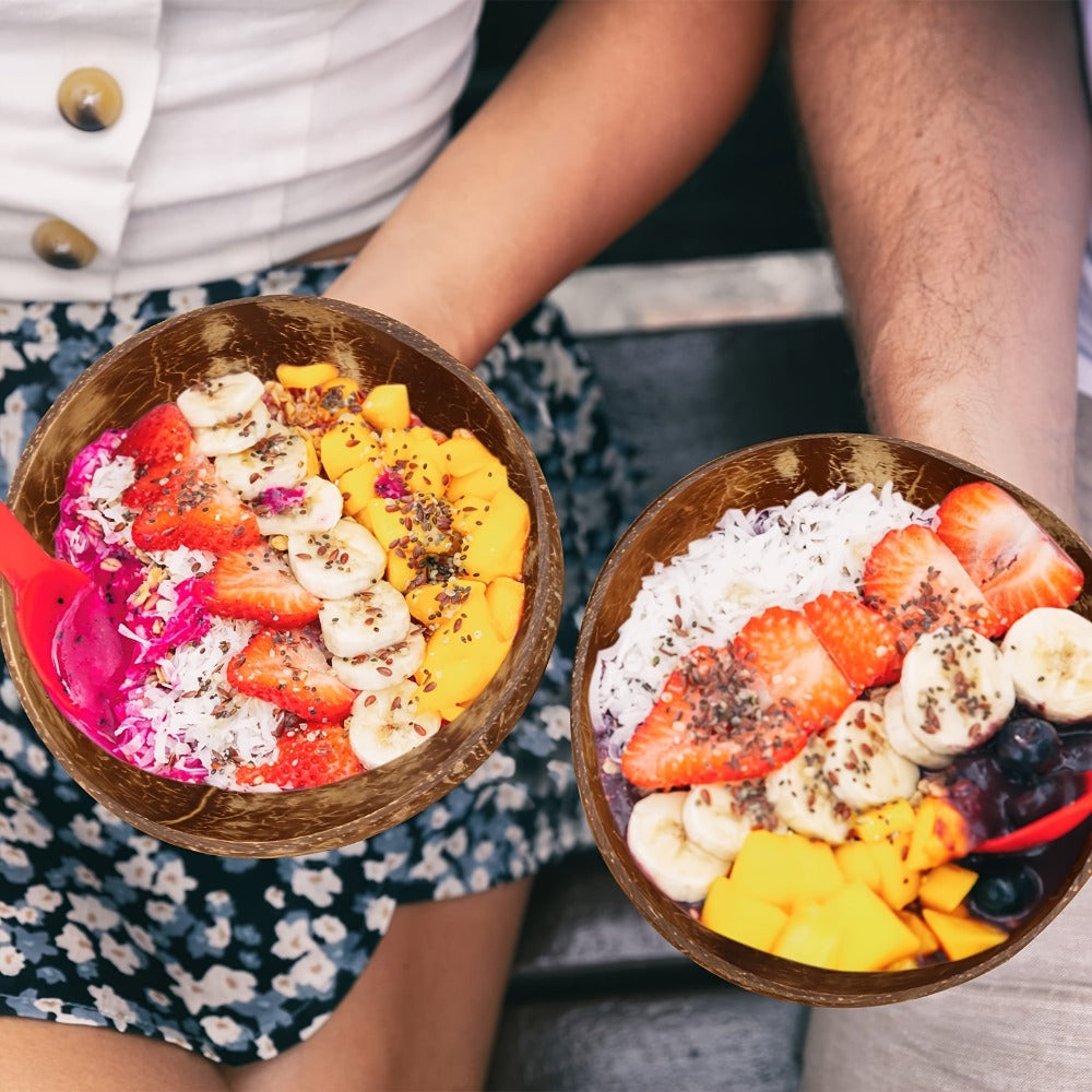 Coconut Shell Bowls Polished Handmade Natural Wooden Bowls for Smoothie, Acai, Fruit, Salad & Yogurt — Rustic Decorative Serving Bowls, Eco-Friendly Vegan Kitchen Gift | 3 or 12 Pa - product image 2