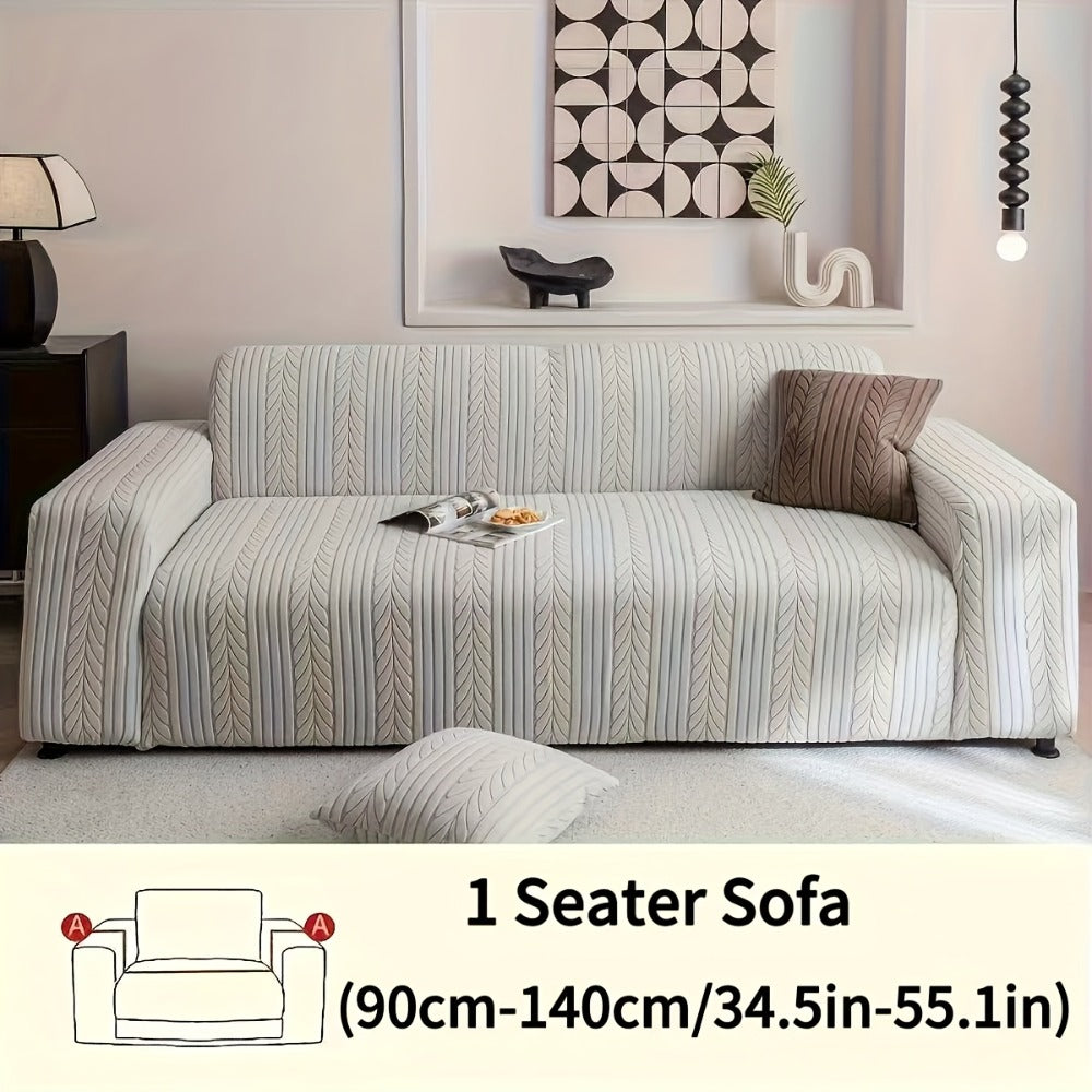 Sofa Cover Stretchy Washable Slipcover for 1 2 3 4 Seater Couch, Zigzag Textured Fabric, Scratch Slip Resistant Furniture Protector, Cream White Light Grey Dark Gray Coffee Brown - product image 10