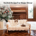 Raised Solid Wood Pet Couch Bed Elevated Modern Cat & Dog Sofa Chair 27x18x12 Inch | Thick Wide Wood Frame Space-Saving Cozy Pet Furniture for Cats & Small - product image