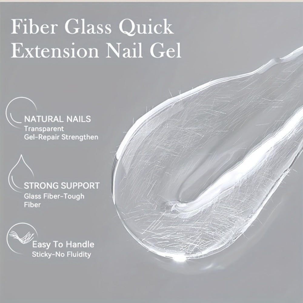 Nail Extension Builder Gel 3pcs - Fiberglass Construction Gel for Broken Nail Repair & Nail Extension, Clear UV LED Soak-Off Fiber Glass Gel Varnish, DIY Salon Nail Kit - product image 17