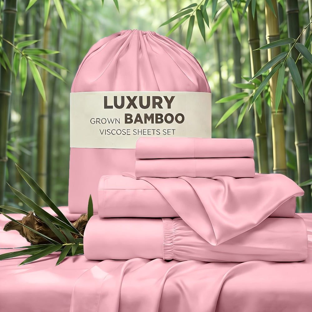 Cooling Bed Sheet Set 4 Piece Bamboo Rayon Deep Pocket Twin Full Queen King Extra Soft Wrinkle Fade Stain Resistant Hotel Luxury Pillowcase Bedroom Decor - product image 13