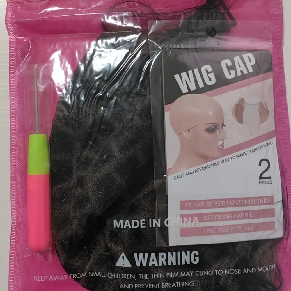 Crochet Wig Cap DIY Braiding Set Double Full Lace Baby Hair Premade Lace Front | Nylon Hair Net Hook Tool for Making Braided Wigs 82 109 112 121 Sections Natural Black - product image 7