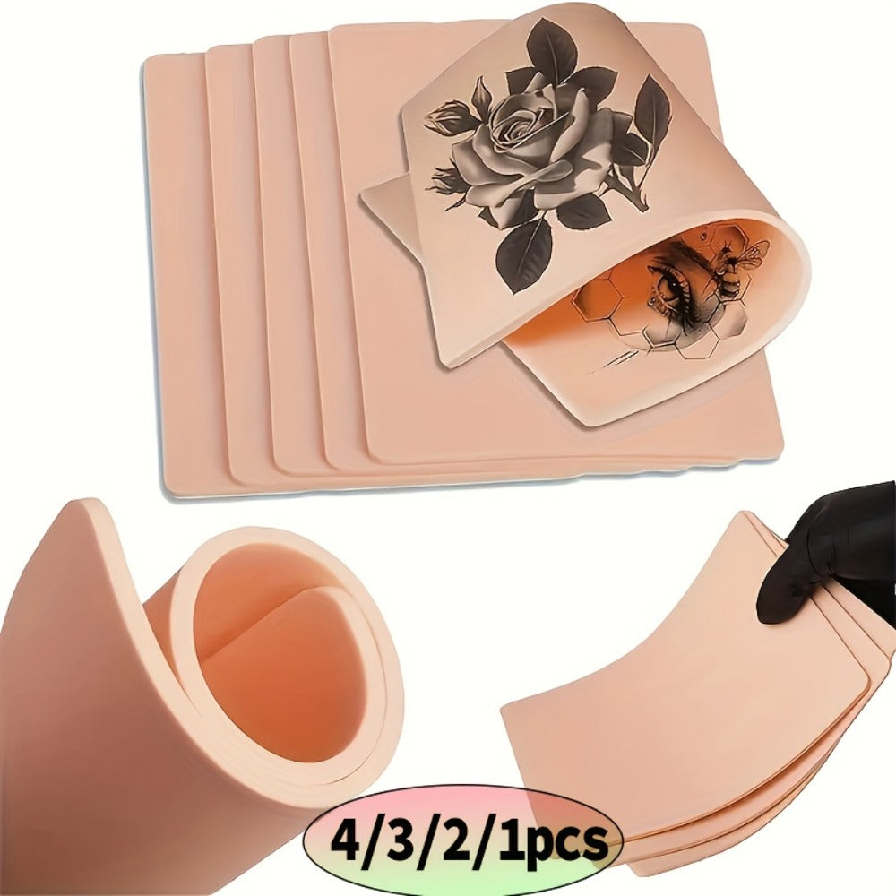 Tattoo Practice Skin Silicone Double-Sided — Flexible Fake Skin 1mm, Realistic Curvature for Tattoo Artists, Beginners, Eyebrow & Lip PMU Training, Pink & Yellow - product image 2