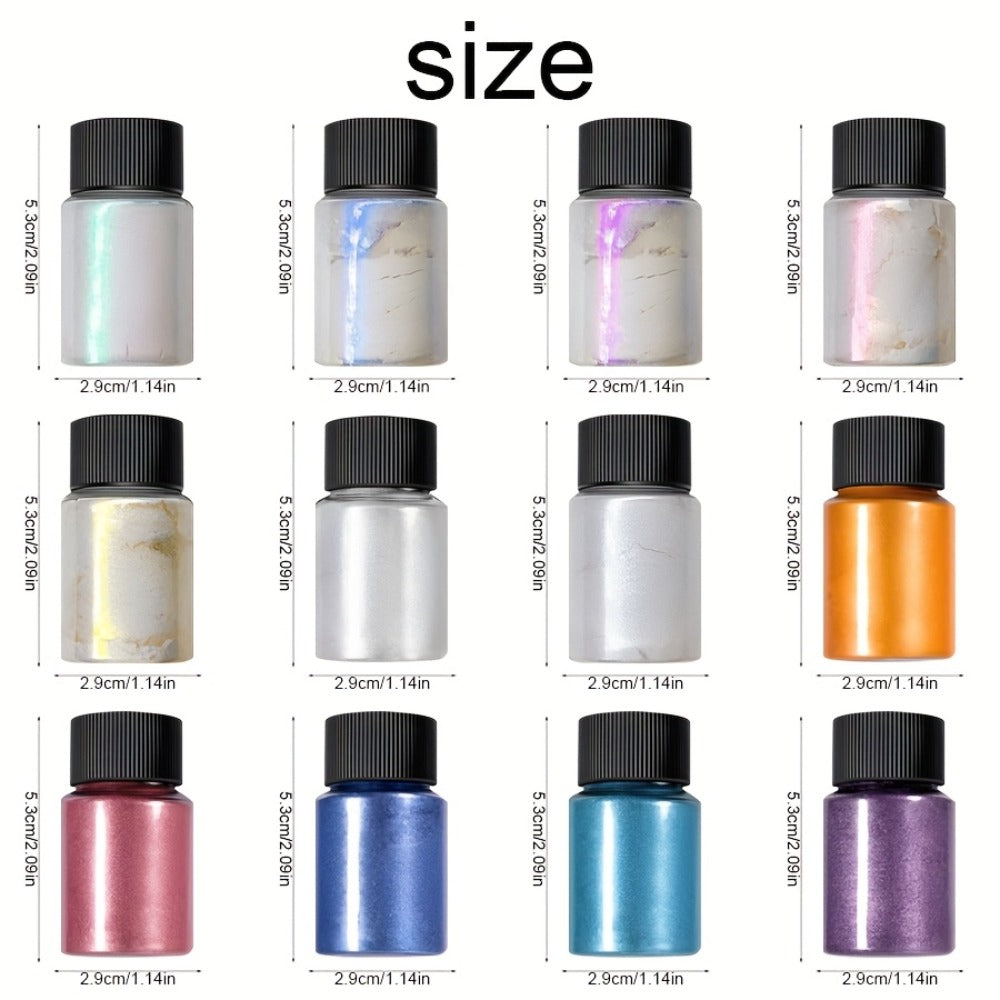 Aurora Nail Powder 12 Colors Chrome Pearl Glitter Neon Dust Holographic Iridescent Pigment Set for Chrome Nail Art Dipping Powder Decoration Nail Charms Gel Acrylic - product image 5