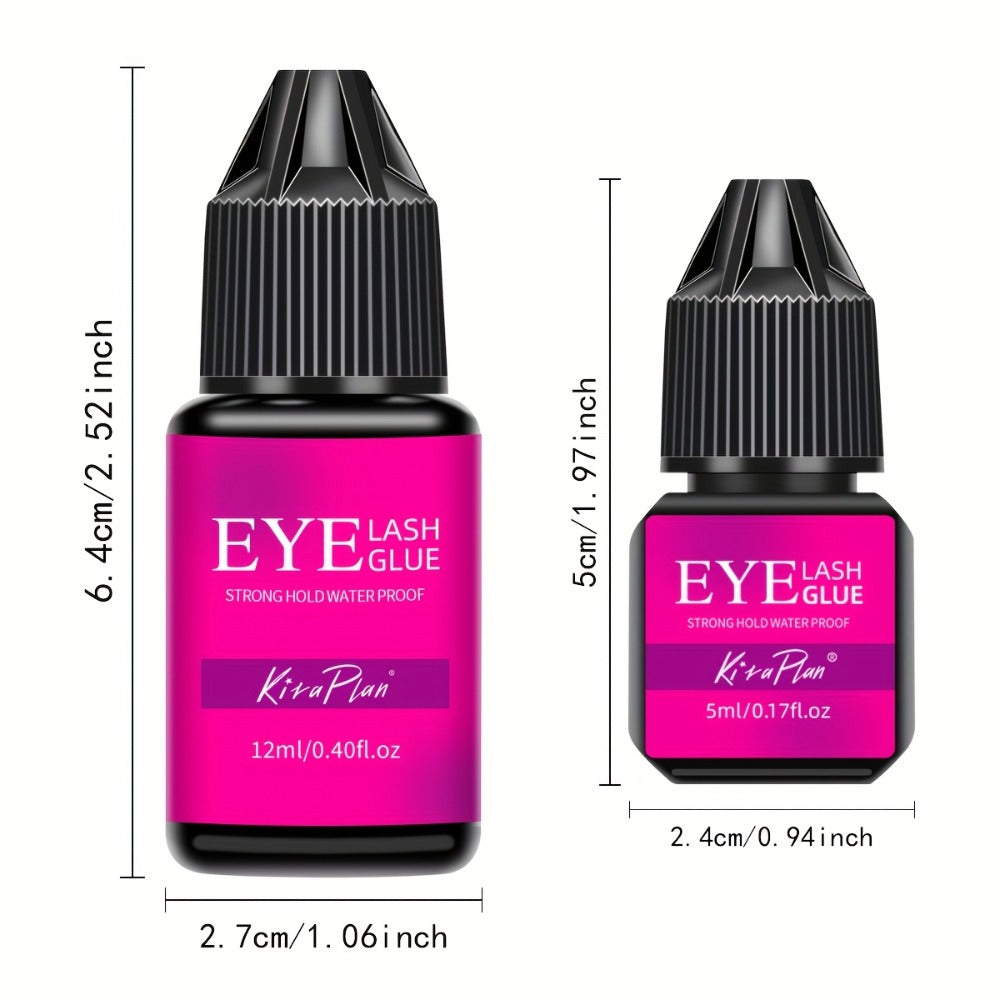 2-Pack Strong Hold Lash Extension Glue — Ultra Fast Dry 0.5–1s, 6–7 Week Retention, Black Eyelash Adhesive for Beginners & DIY Cluster Home Use, 12ml Each - product image 5