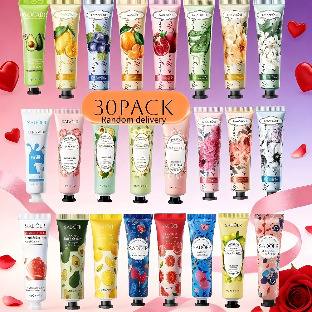Wedding Favor Hand Cream Set 30pcs — Sadoer Travel Size Mini Moisturizing Lotion with Lactic Acid & Glycerin, Plant Scented Bulk Gift for Dry Cracked Hands Bridal Shower Party Favo - product image