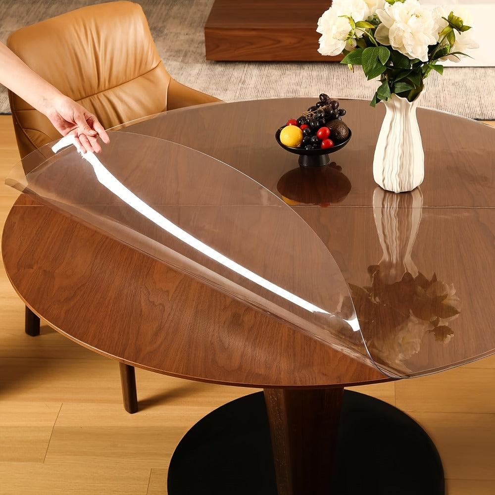 Round Clear PVC Table Cover Protector – 1.5mm Thick Vinyl Tablecloth Pad, Waterproof, Heat-Resistant, Easy to Clean, for Dining & Coffee Tables - product image
