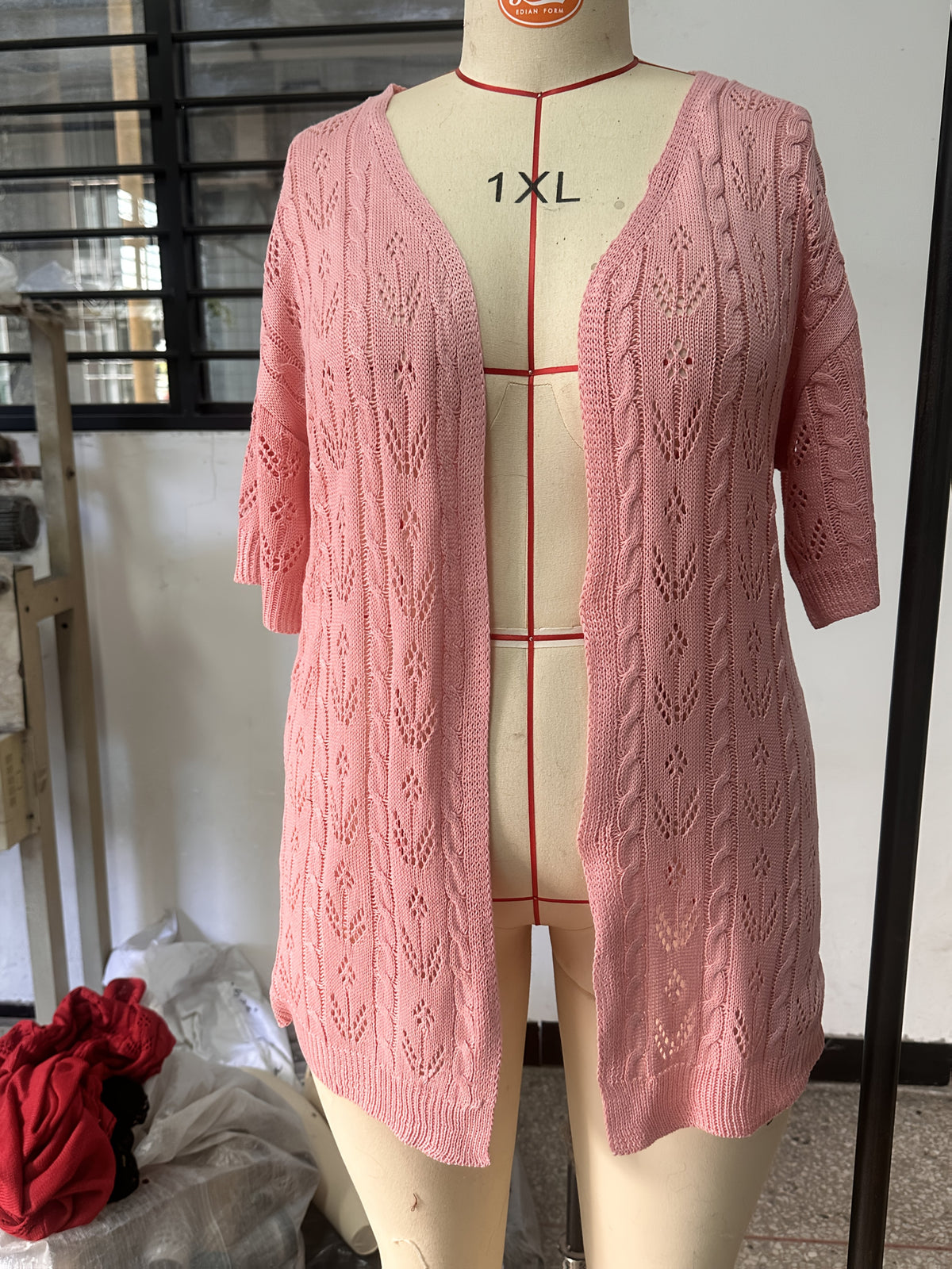 Plus Size, Plus Size Women's Lightweight Lace- Cardigan - Open Front Semi-Sheer Cover-Up with Cut-Out Design, Casual Chic Spring/Summer Beachwear for Vacation - product image