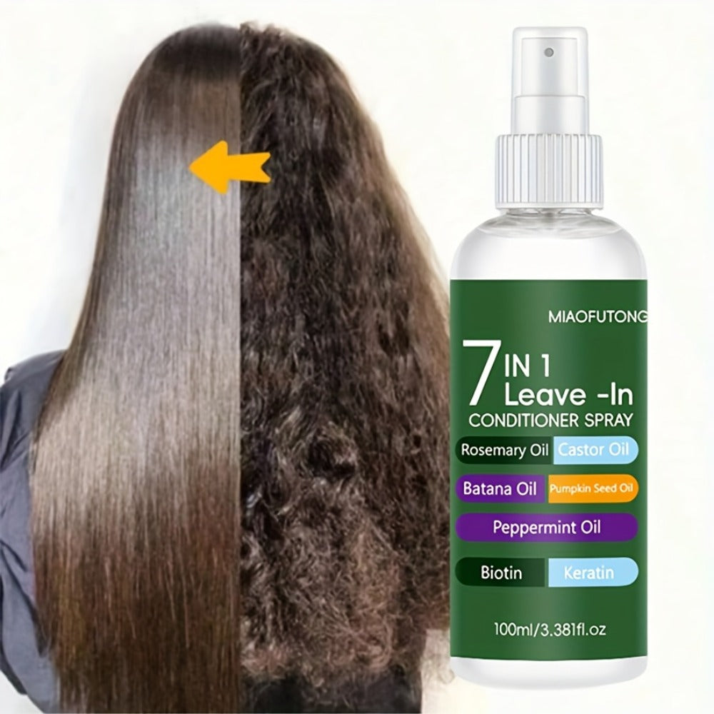 Leave-In Conditioning Spray 7-in-1 Argan Oil Rosemary Biotin Keratin Collagen - Heat Protectant Anti Frizz Treatment for Dry Damaged Thinning Hair Women Men All Hair Types 100ml - product image 2