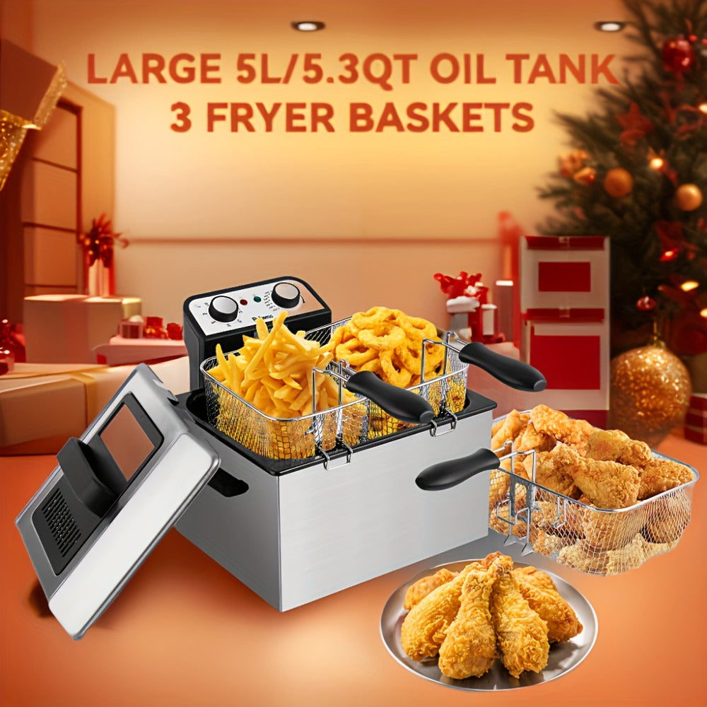 Deep Fryer 1500W Electric – Non-Stick Stainless Steel Frying Pot with Adjustable Temperature Control & Frying Basket, 1.5L / 2.5L / 3L / 5L / 6L Capacity for Home Kitchen - product image 6