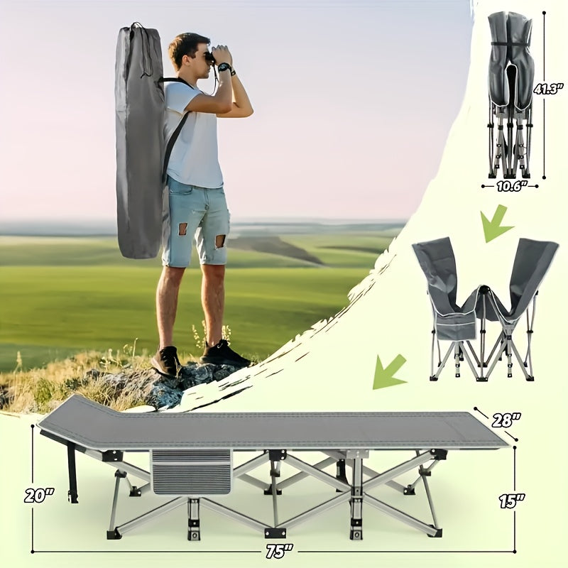 Heavy Duty Folding Bed 500 600 700 LBS Capacity Extra Large Travel-friendly Camping Cot Guest Bed with Optional Mattress Sturdy Steel Frame Flip-Up Collapsible - product image 3