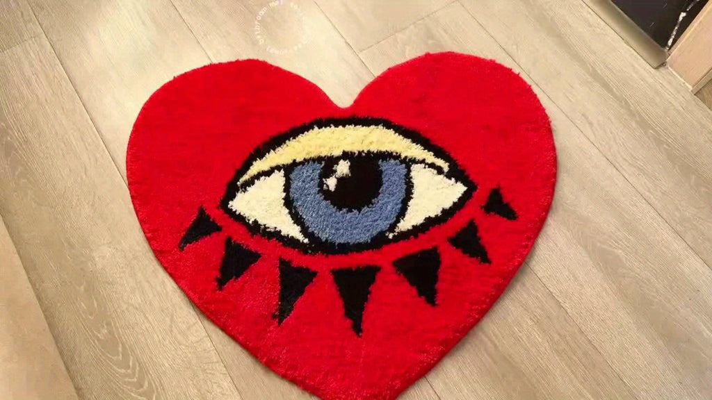 Eye Pattern Heart Shaped Bathroom Mat Plush Non-Slip Absorbent Bath Rug 20x24 inch Valentine Home Decor - product image 9