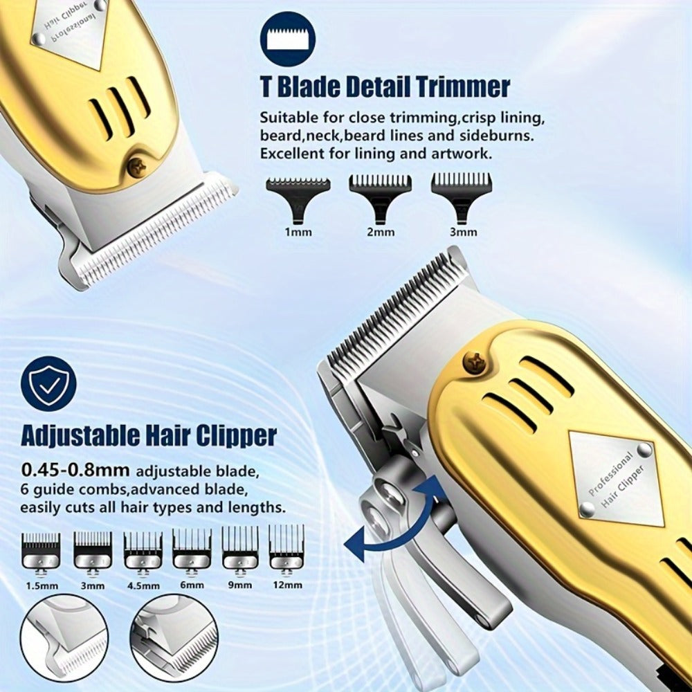 Foil Shaver Grooming Kit for Men 3-in-1 – Hair Clipper Detail Trimmer Adjustable Blades USB Rechargeable LCD Display Complete Barbershop Accessories Set Holiday Gift for Him - product image 3