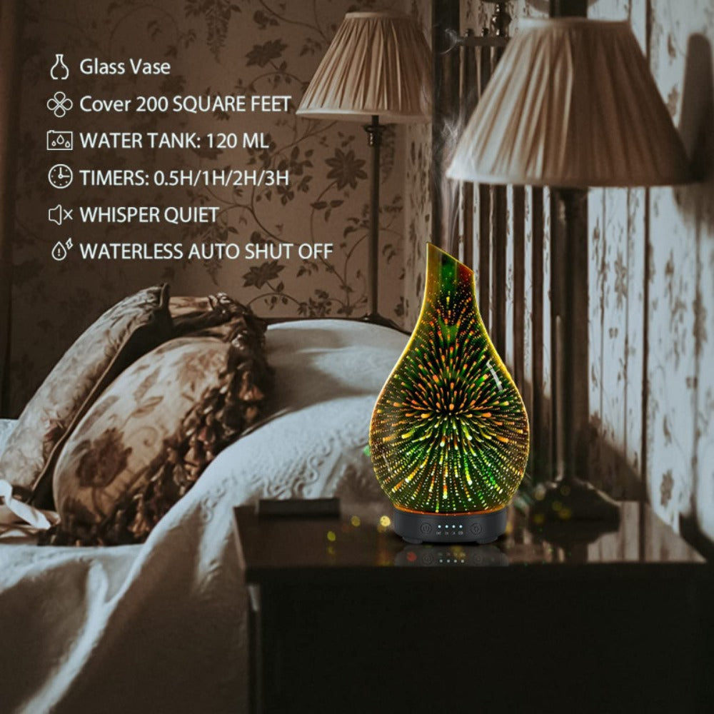 Essential Oil Diffuser Glass Ultrasonic Cool Mist Aromatherapy Diffuser – 4.06 oz Quiet Waterless Auto Shut-Off, 4 Timer Settings, 7 Color Night Light, Home Office Bedroom Use (Sil - product image 7