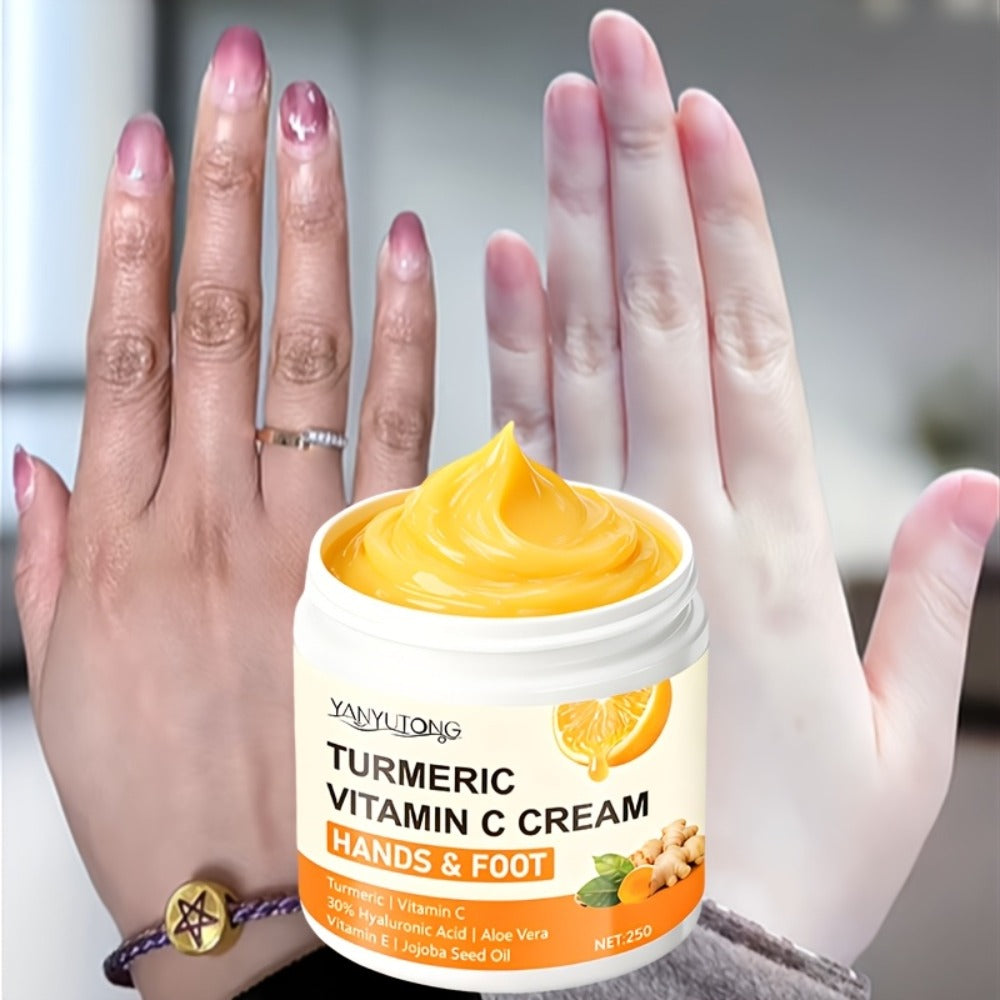 Turmeric Vitamin C Hyaluronic Acid Foot Cream for Dry Cracked Heels Deep Hydration Repair Moisturizer Elbows Rough Skin Gentle Exfoliating Heel Balm 250g - product image