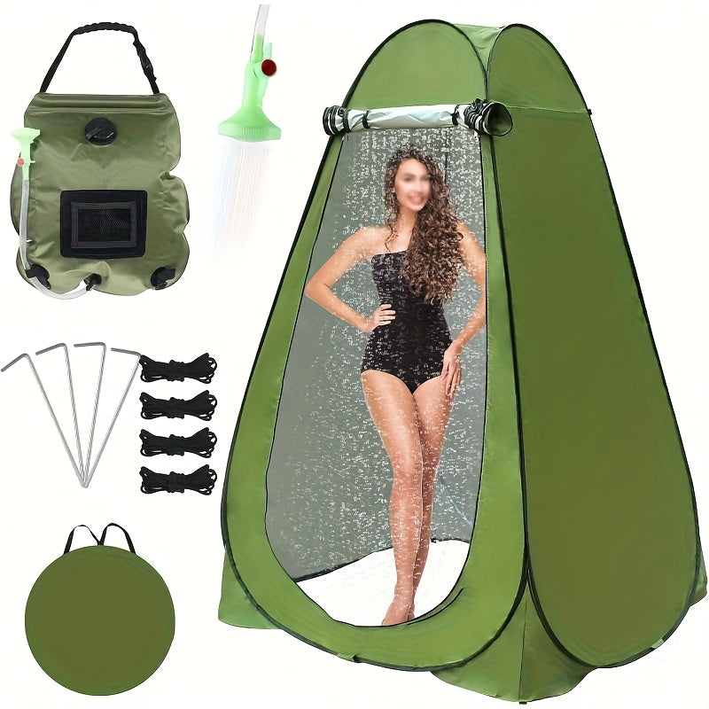 Pop-Up Privacy Tent with Carry-along Camping Toilet for Adults | Ground Stakes & Windproof Ropes for Camping | Foldable Outdoor Shower Changing Potty Tent Kit with 12 Toilet Bags | Hiking | Travel & Picnics