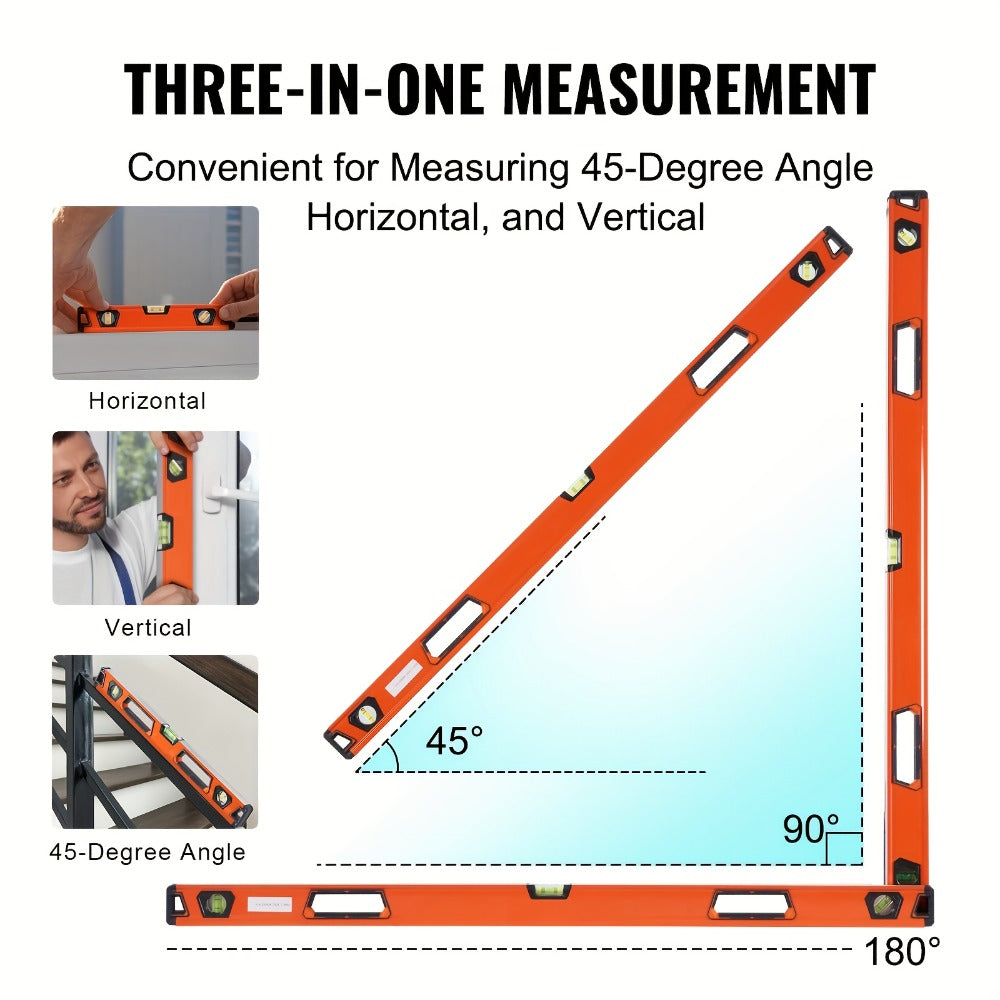 Torpedo Level Set 6-Piece Magnetic Aluminum Alloy | 10 16 24 32 48 78 Inch Spirit Level with 45 90 180 Degree Bubble Vials | Shock-Resistant Viewing Window Storage Bag Plumbing Woo - product image 3
