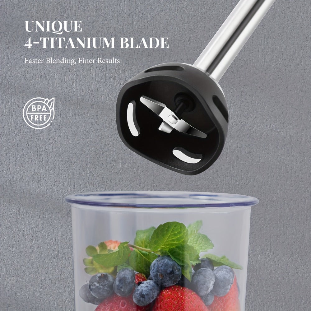 Immersion Blender Handheld 6-in-1 & 7-in-1 1000W 20-Speed Turbo – Titanium Blades BPA-Free with Dough Hooks Egg Beater Whisk Beaker & Chopper | Scratch-Resistant Hand Blender Kitch - product image 9