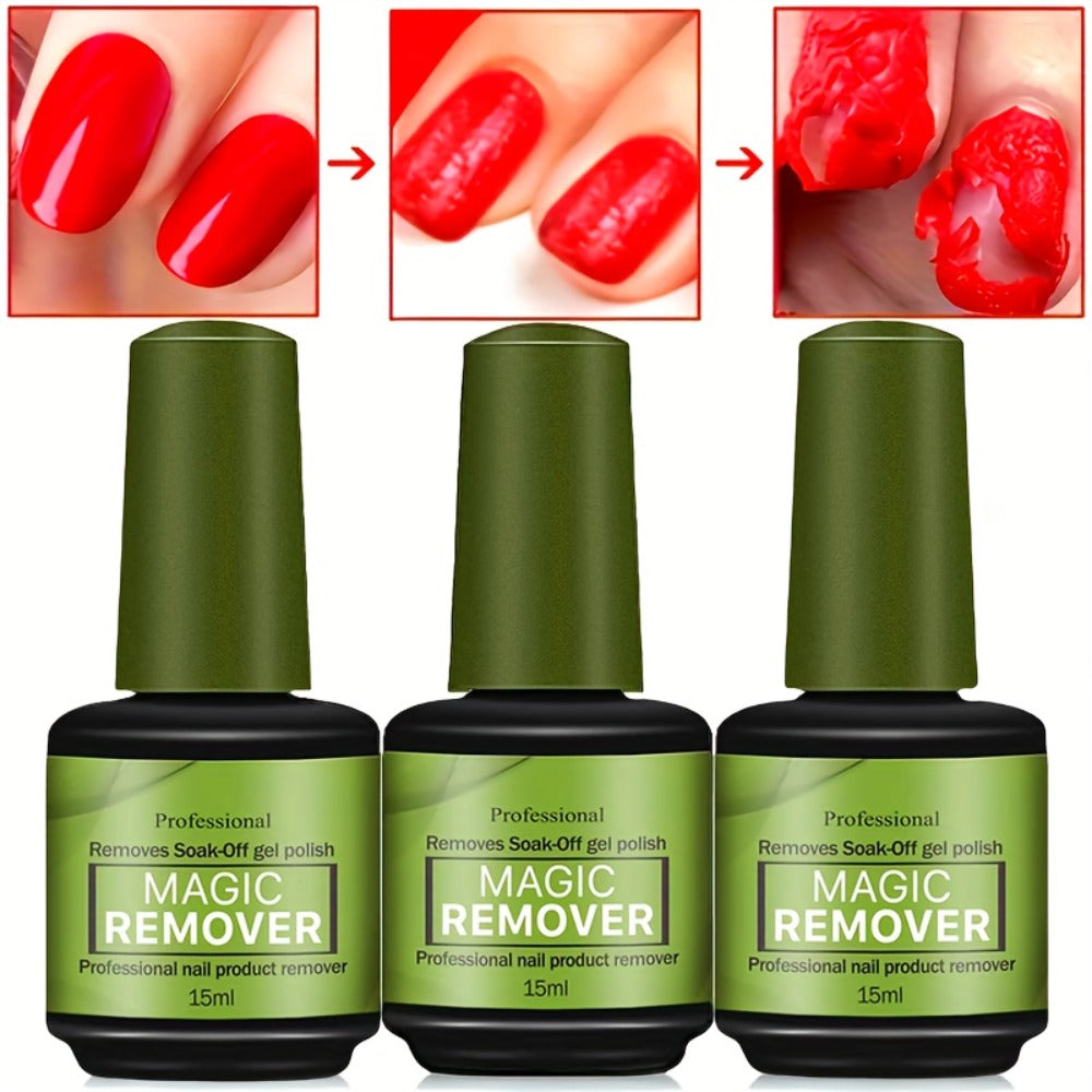 Gel Nail Polish Remover 3pcs Set – Soak Off Gel Nails, Nail Glue & Acrylic Nails in 2-3 Minutes | Fast Gentle Formula for Home DIY & Salon Use | Nail Care Kit for Women & Men - product image