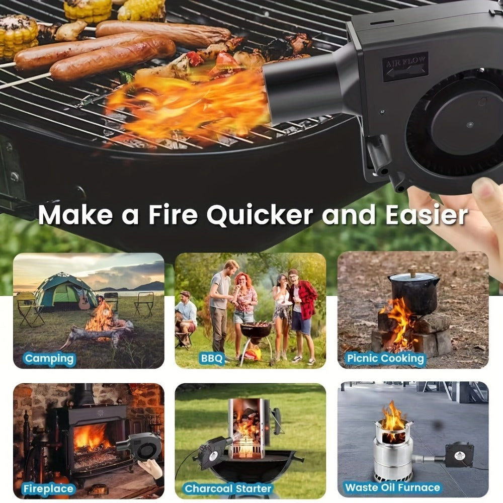 Turbo Blower Set with Adjustable Air Outlet - BBQ Barbecue Stove Firewood Stove Fan, DIY Cooling Ventilation Exhaust Tool Kit with Control Box & Stainless Steel Long Tube - product image 7