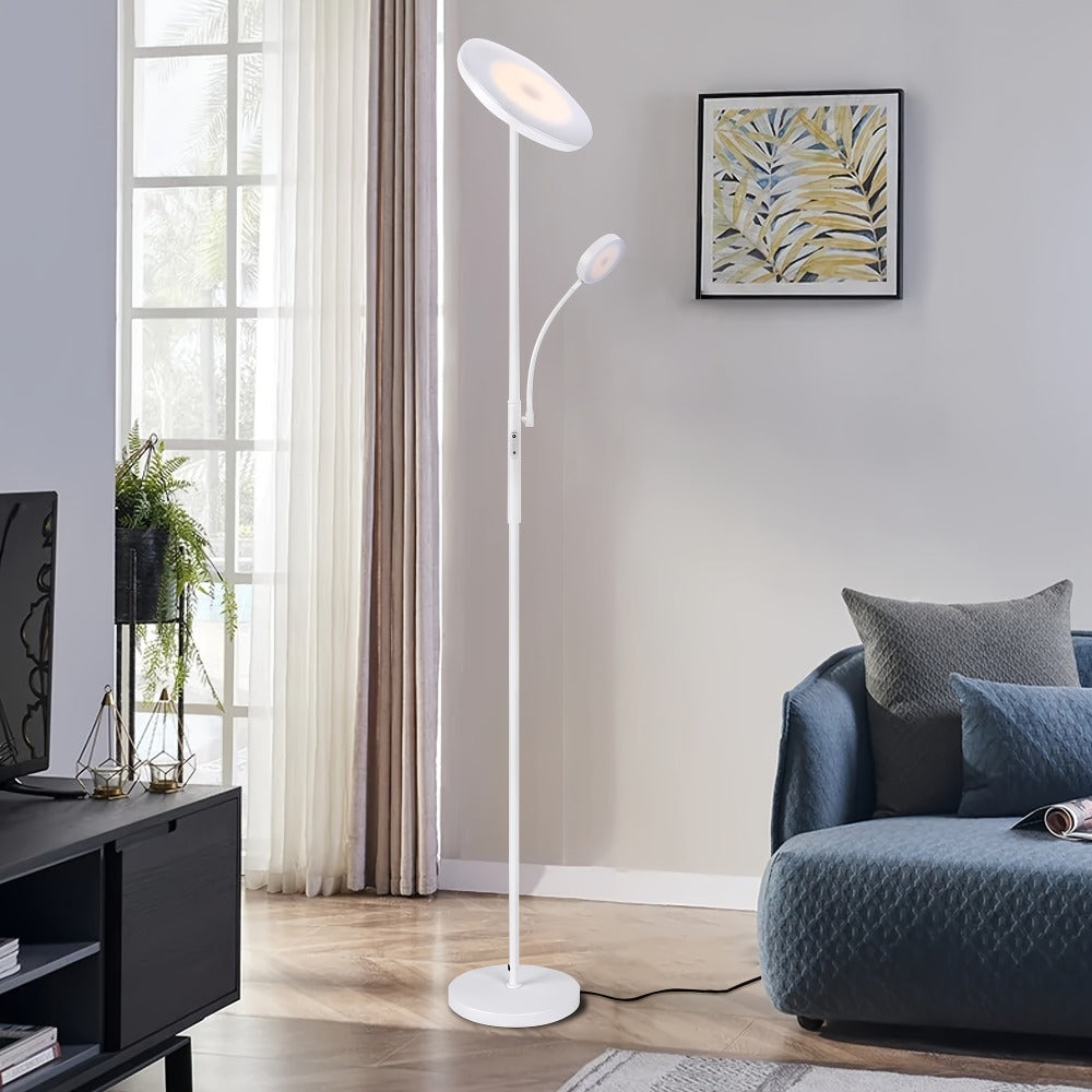 LED Floor Lamp with Reading Light – 27W 2300LM Dimmable Torchiere Standing Lamp, 4 Color Temperatures, Remote & Touch Control, Metal Base for Living Room Bedroom Home Office (Black - product image 2