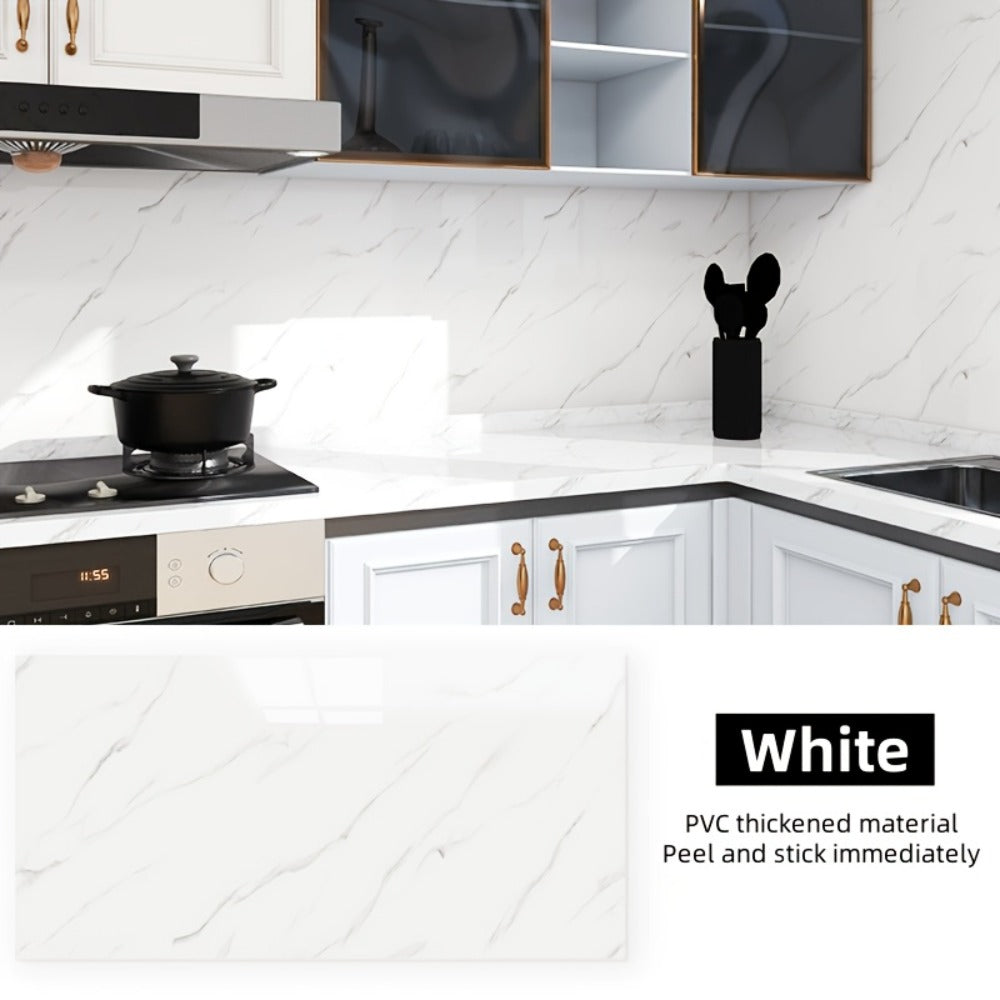 Marble Peel and Stick Wall Panels Self-Adhesive 3D Decorative Tiles - Glossy Marble Sheets for Bathroom Kitchen Living Room - Removable Vinyl Planks White Grey Black Imitation Ston - product image 31