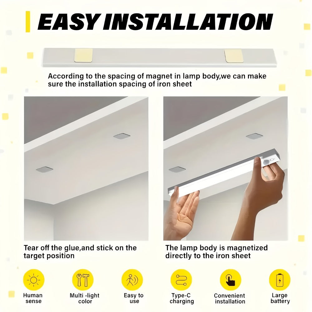 Motion Sensor Light 3 Pack USB Rechargeable LED Cabinet Light Dimmable 3 Color Temps Magnetic Base for Kitchen Closet Stairs Hallway Bedroom 7.87" 11.81" - product image 12