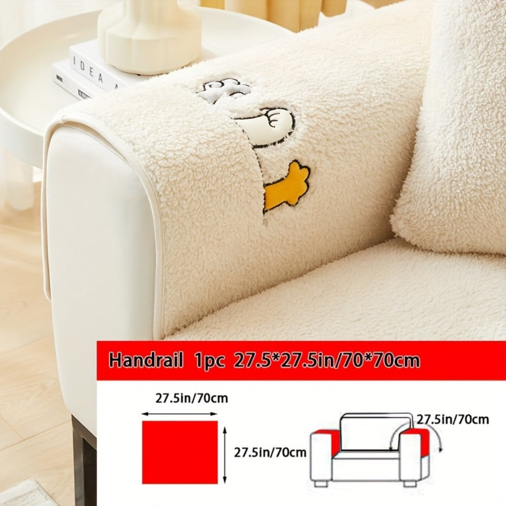 Plush Shearling Sofa Cover Non-Slip Pet-Friendly Couch Protector Animal Bone Embroidery Soft Warm for Living Room Bedroom Office 2 3 4 Seater - product image 19