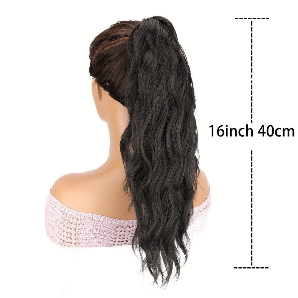 Water Wave Ponytail Extension 16 Inch Claw Clip – Heat Resistant Synthetic Voluminous Curly Hairpiece for Women | Daily Wear Party Wedding | Black Burgundy Brown Golden Multicolor - product image 6