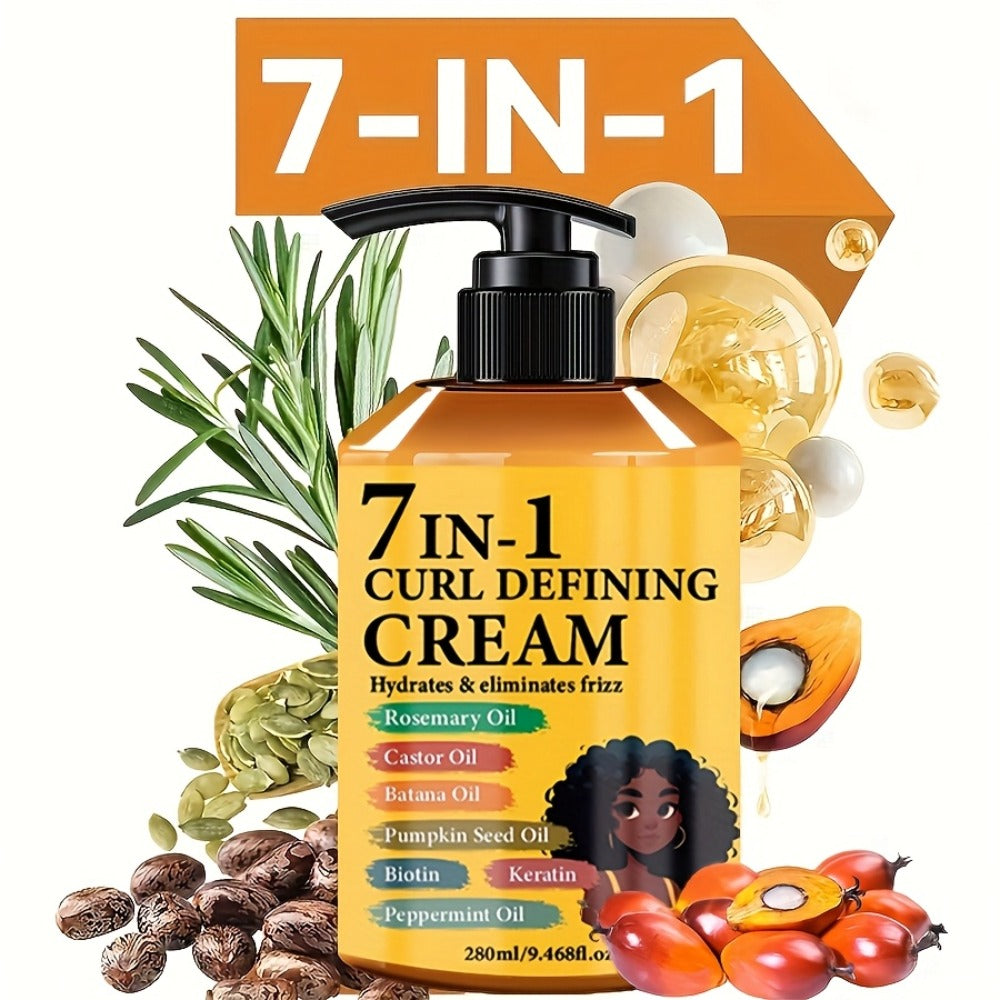Curl Defining Cream 7-in-1 Frizz Control 2pcs Set 9.468fl oz — Long-Lasting Hold Moisturizing Non-Greasy Hair Styling Cream for Wavy Curly Normal Hair Bouncy Defined Curls Unisex A - product image 5