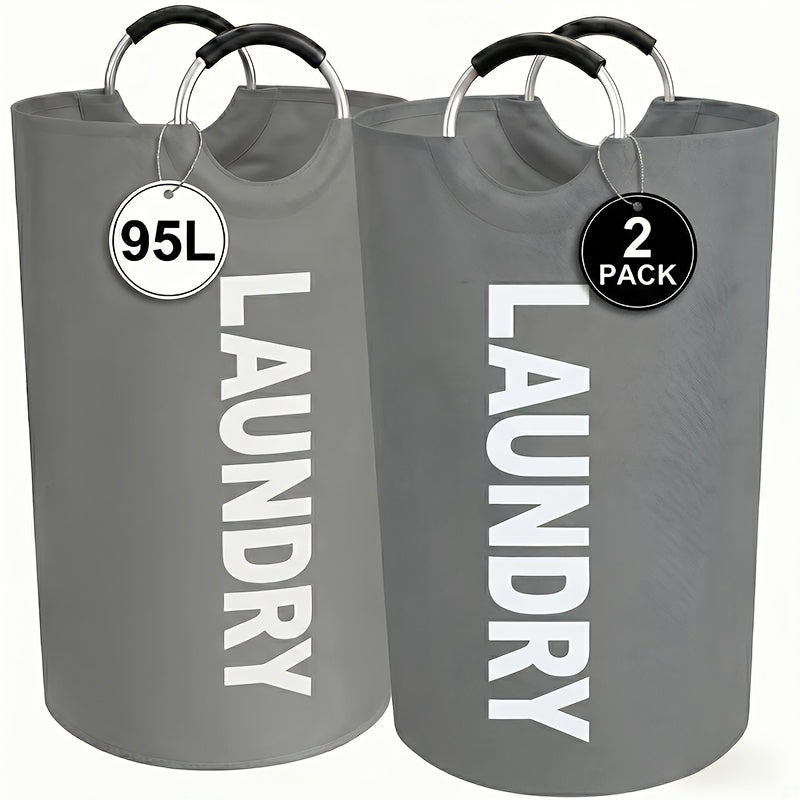 2pcs Large Laundry Basket | Foldable, Elevated, High Quality With Half Ring Handle Design | Brand: Moonrise - product image 5