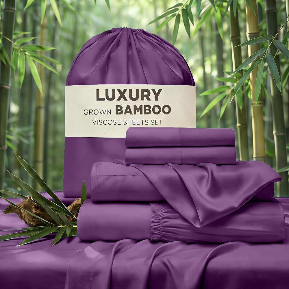 Cooling Bed Sheet Set 4 Piece Bamboo Rayon Deep Pocket Twin Full Queen King Extra Soft Wrinkle Fade Stain Resistant Hotel Luxury Pillowcase Bedroom Decor - product image 20