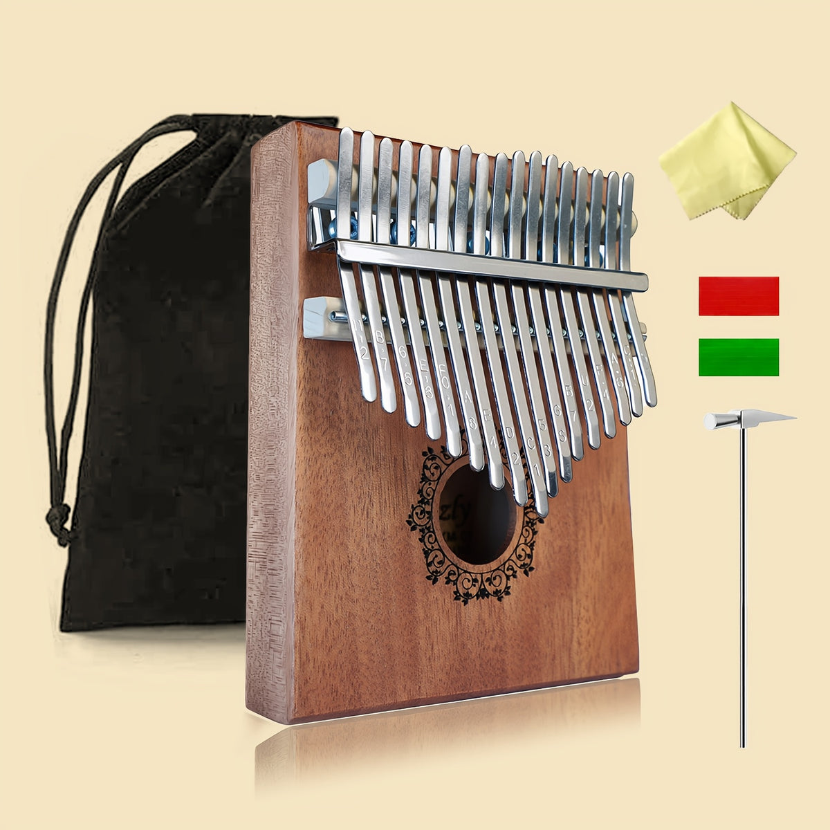 Portable 17 Key Thumb Piano, Finger Piano, Vintage Style Finger Piano With Learning Guide and Tuning Stick For Beginners - product image 3