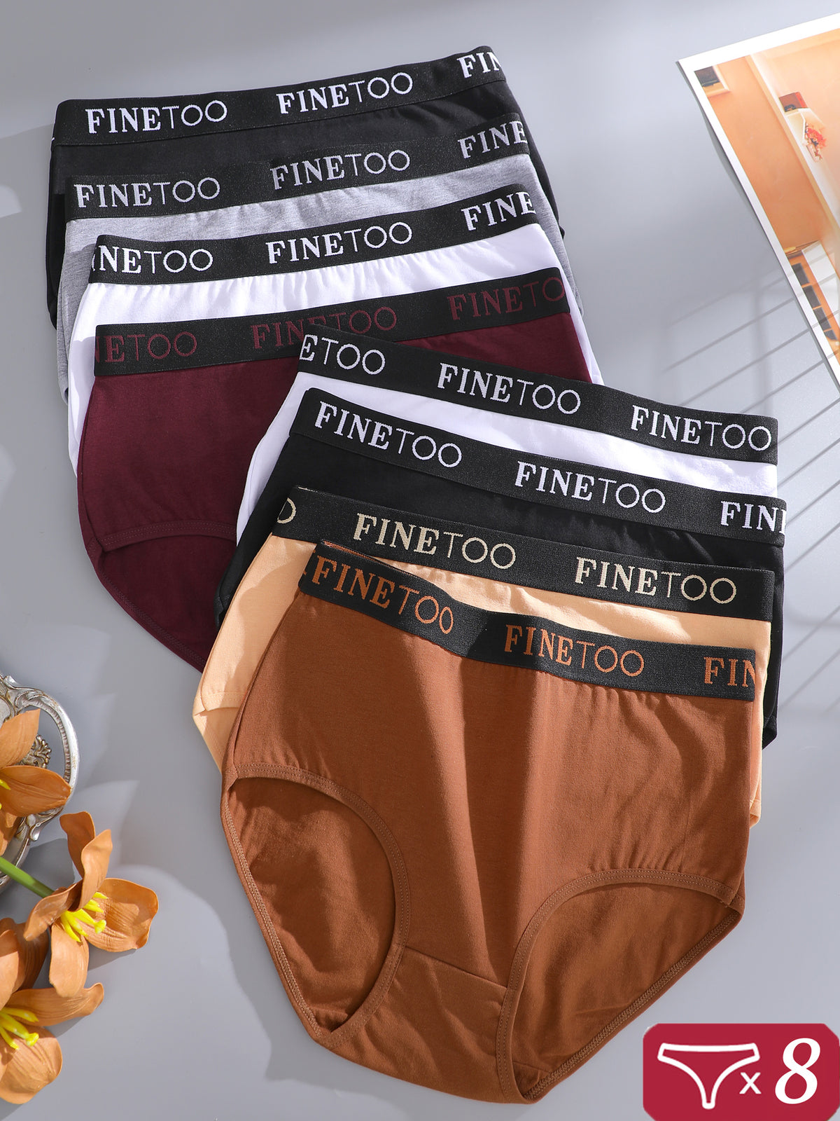 8pcs High Waist Panties for Women Soft and Breathable Underwear Comfort Briefs Plus Size - product image 6