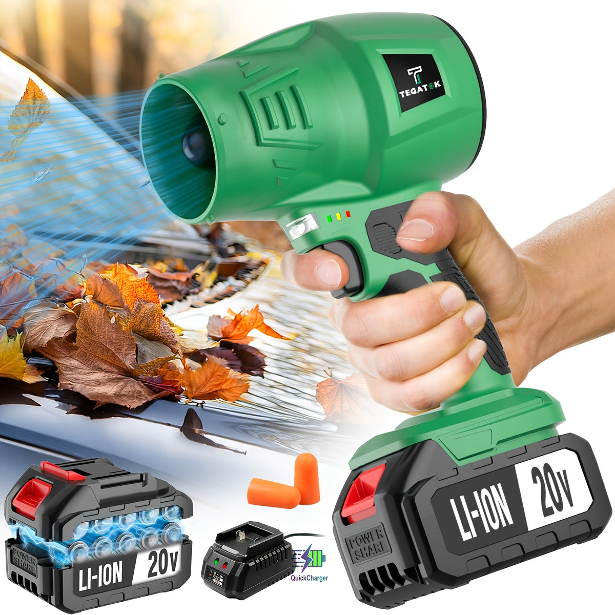 Turbo Blower, 20000RPM Electric Cordless Leaf Blower, 20V 2.0/4.0AH Battery Jet Dry Blower, High Pressure Air Blower, Jet Blower Car Dryer, Hand Held Snow Blower, Home Outdoor