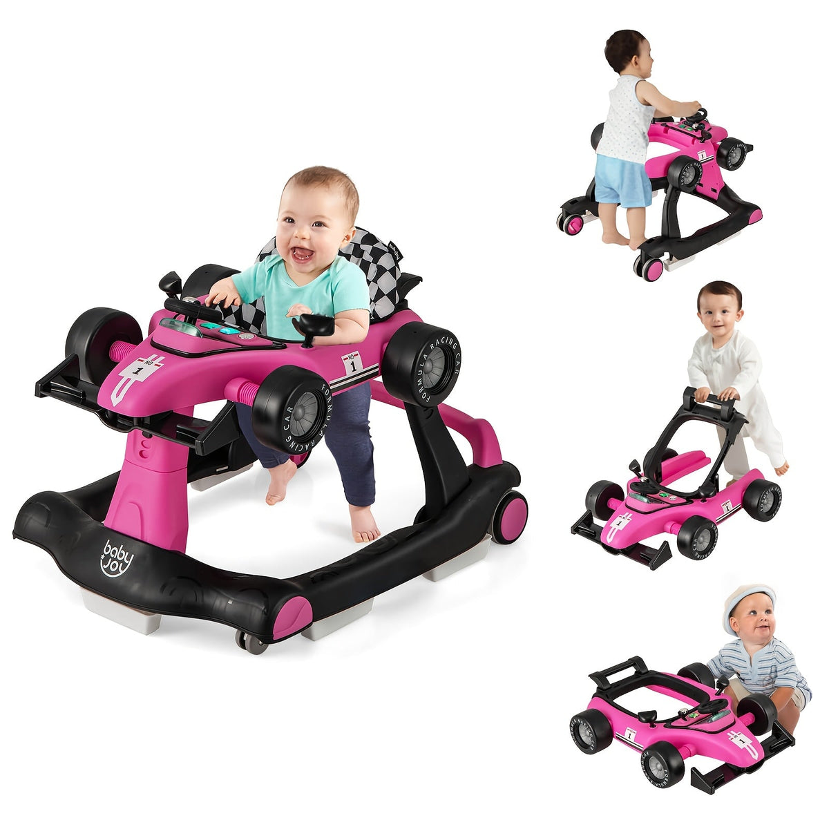 4-in-1 Collapsible Baby Walker with Activity Toy Tray & Adjustable Height – Sit-to-Stand Push Walker for Infants & Toddlers, Removable Washable Seat Pad, Safe - product image 17