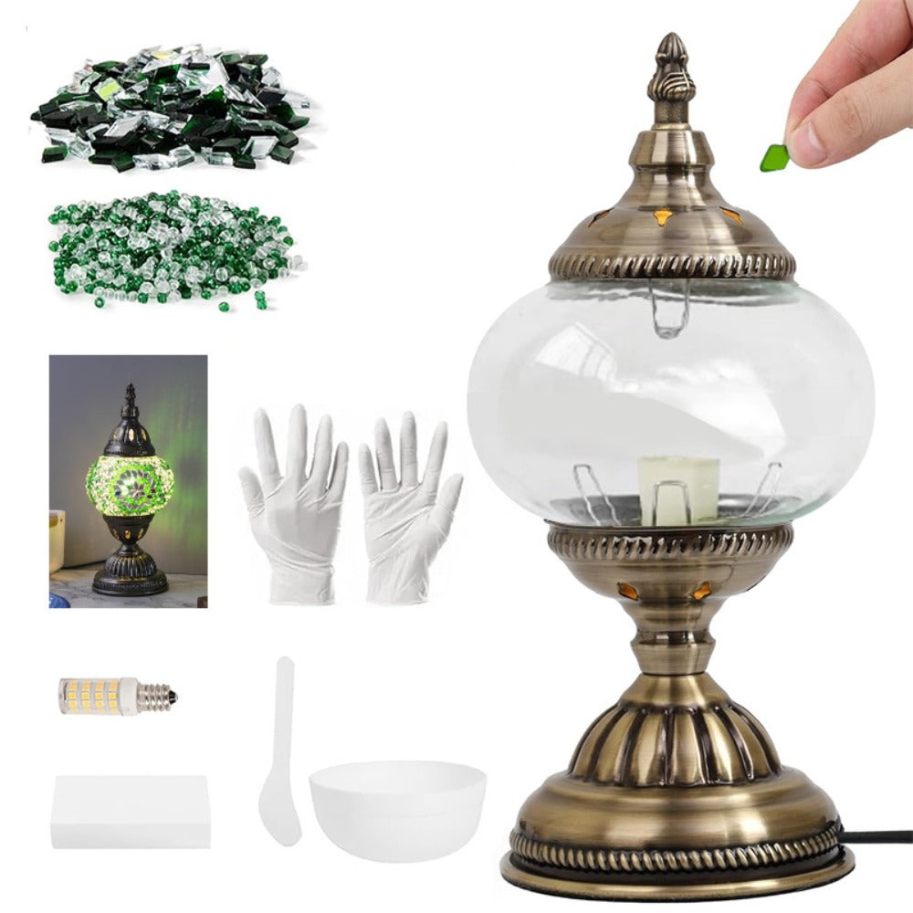 Moroccan Table Lamp Handmade DIY Turkish Lamp Dimmable Glass Metal Brass Bohemian Bedside Night Light with Remote for Bedroom Living Room Office Vintage Boho Home Decor Gift Multip - product image 11