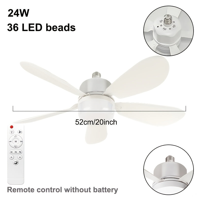 Ceiling Fan with Light and Remote Control | 5-Blade 20 Inch 3-Speed 3-Color Dimmable LED Fan Light | Timing Mute E26/E27 Screw-In Easy Install for Kitchen Living Room Bedroom - product image 10