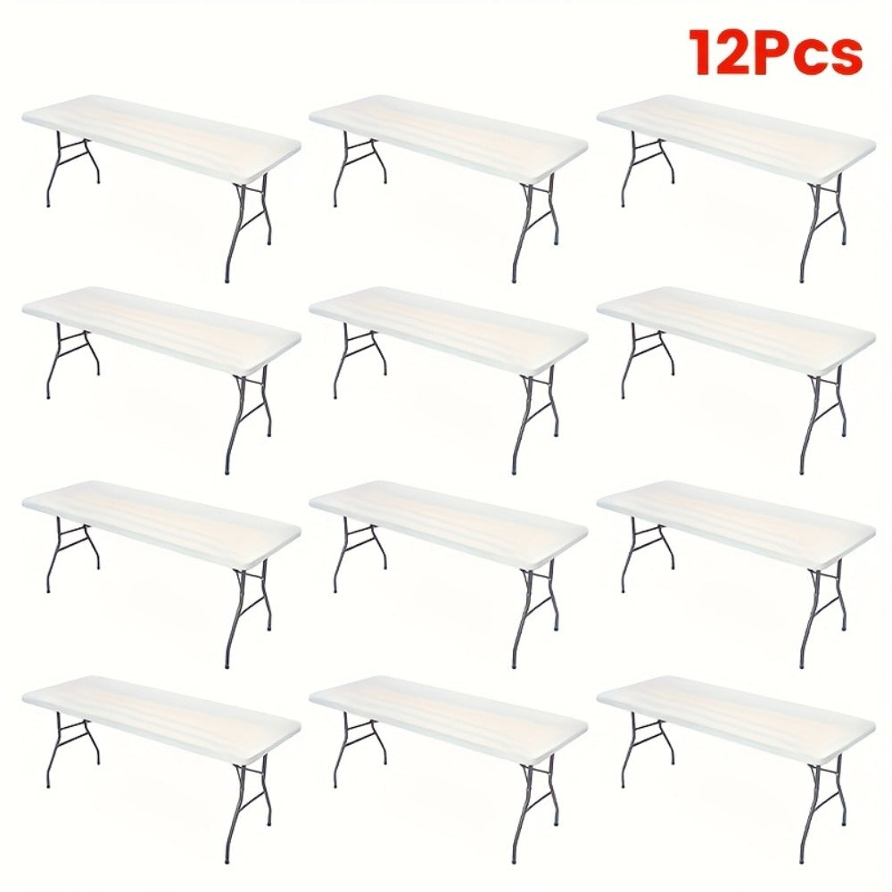 Stretch Table Covers 6Ft Washable Elastic Rectangle Tablecloth for Parties Weddings Picnics Camping, Spandex Polyester Blend, Fits Standard 6 Foot Tables, Set of 3 6 9 or 12, Black - product image 5