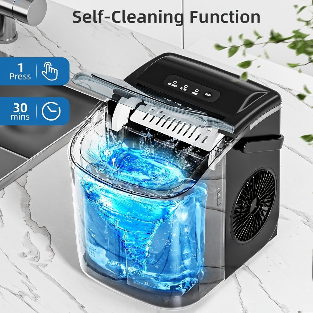 Countertop Bullet Ice Maker 26lbs/24H, 9 Bullet Ice Cubes in 6 Mins, 2 Sizes, Self-Cleaning Portable Ice Machine with Handle Ice Basket & Scoop, for Home Kitchen RV Camping - product image 9